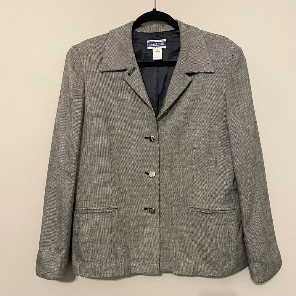 PENDLETON Vintage Straight Cut Silk Blend Women’s Blazer - Gray Size 12